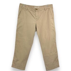Ann Taylor LOFT Khaki Marisa Cropped Pant Size 4 Cotton/Spandex Pockets
